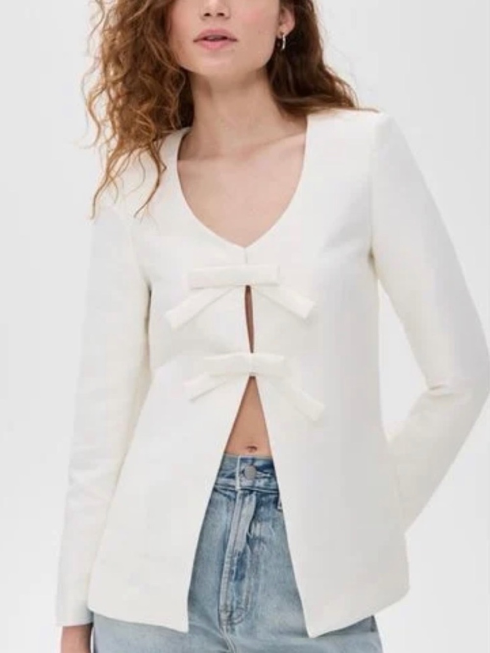 White ALIGNE Bow-Front Jacket Top